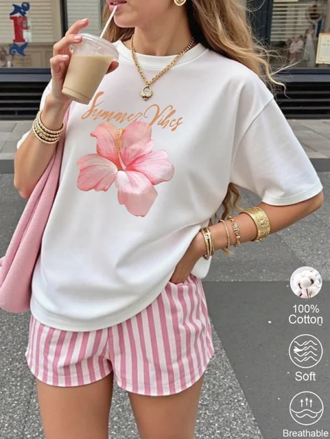تیشرت سامر طرح گل و نوشته سامر وایب